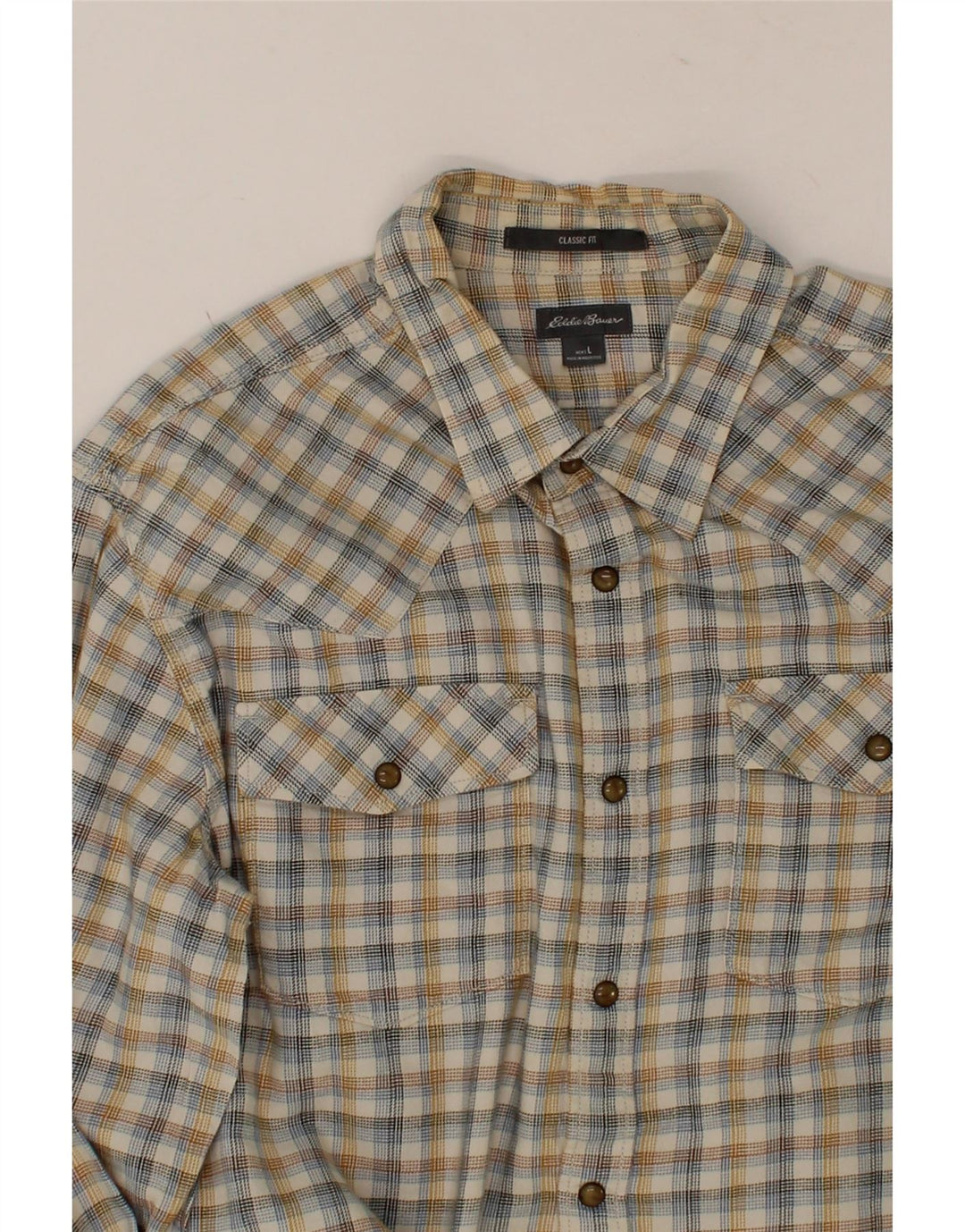 EDDIE BAUER Mens Classic Fit Flannel Shirt Large Grey Check Cotton Vintage Eddie Bauer and Second-Hand Eddie Bauer from Messina Hembry 