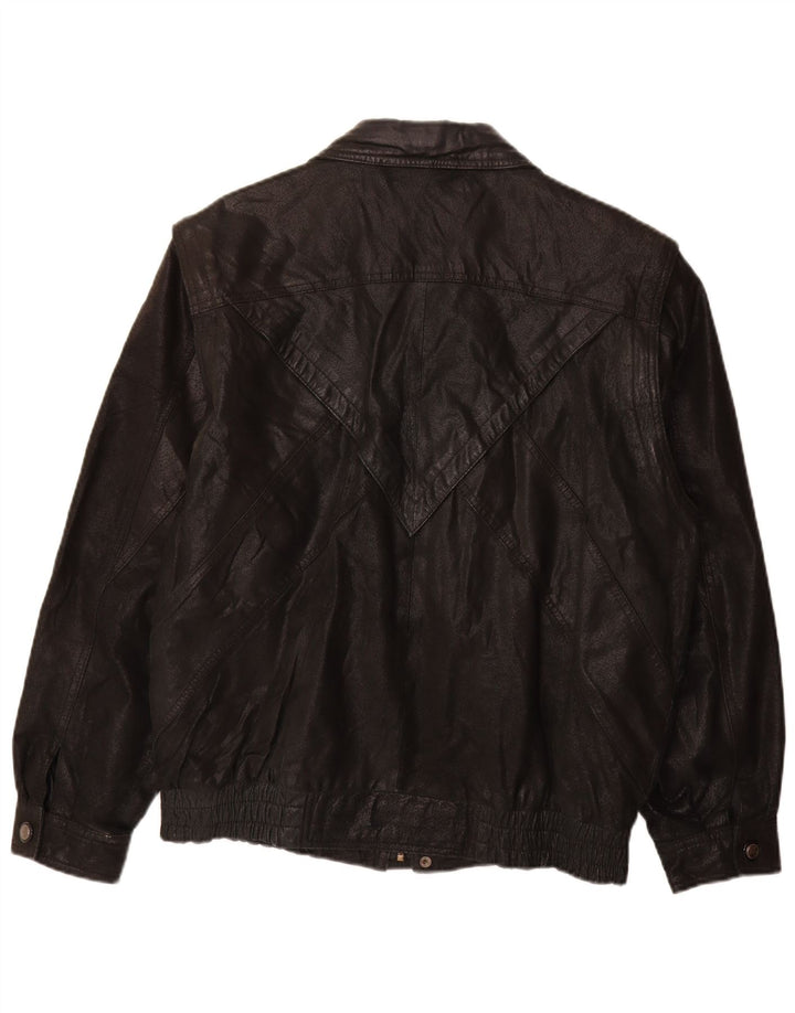 VINTAGE Herre læderjakke UK 40 Large Black Colourblock Læder