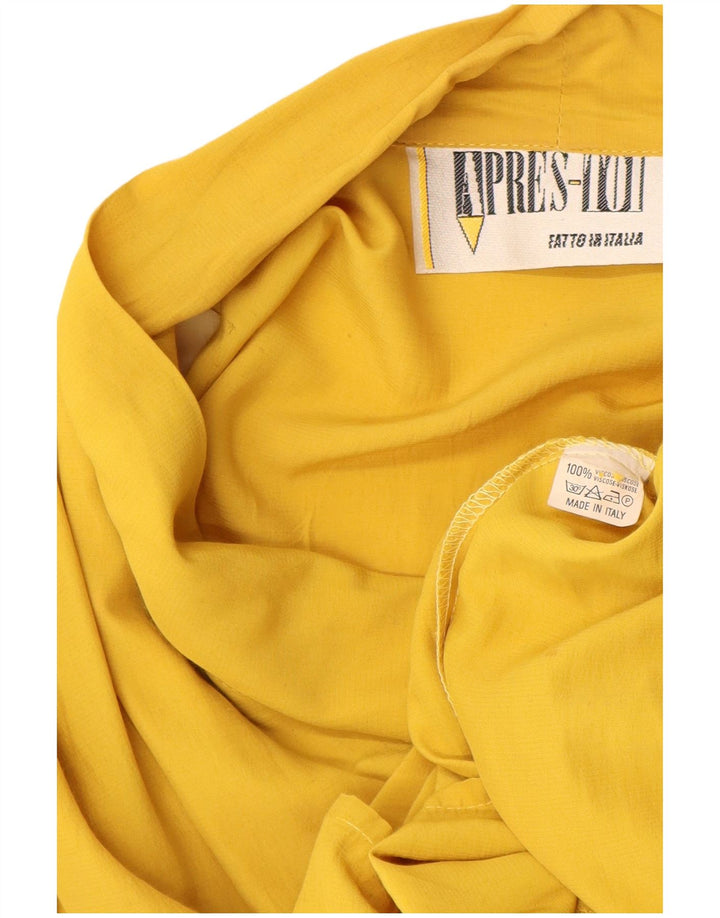 Vintage dameskjortebluse UK 14 Medium Yellow Viscose