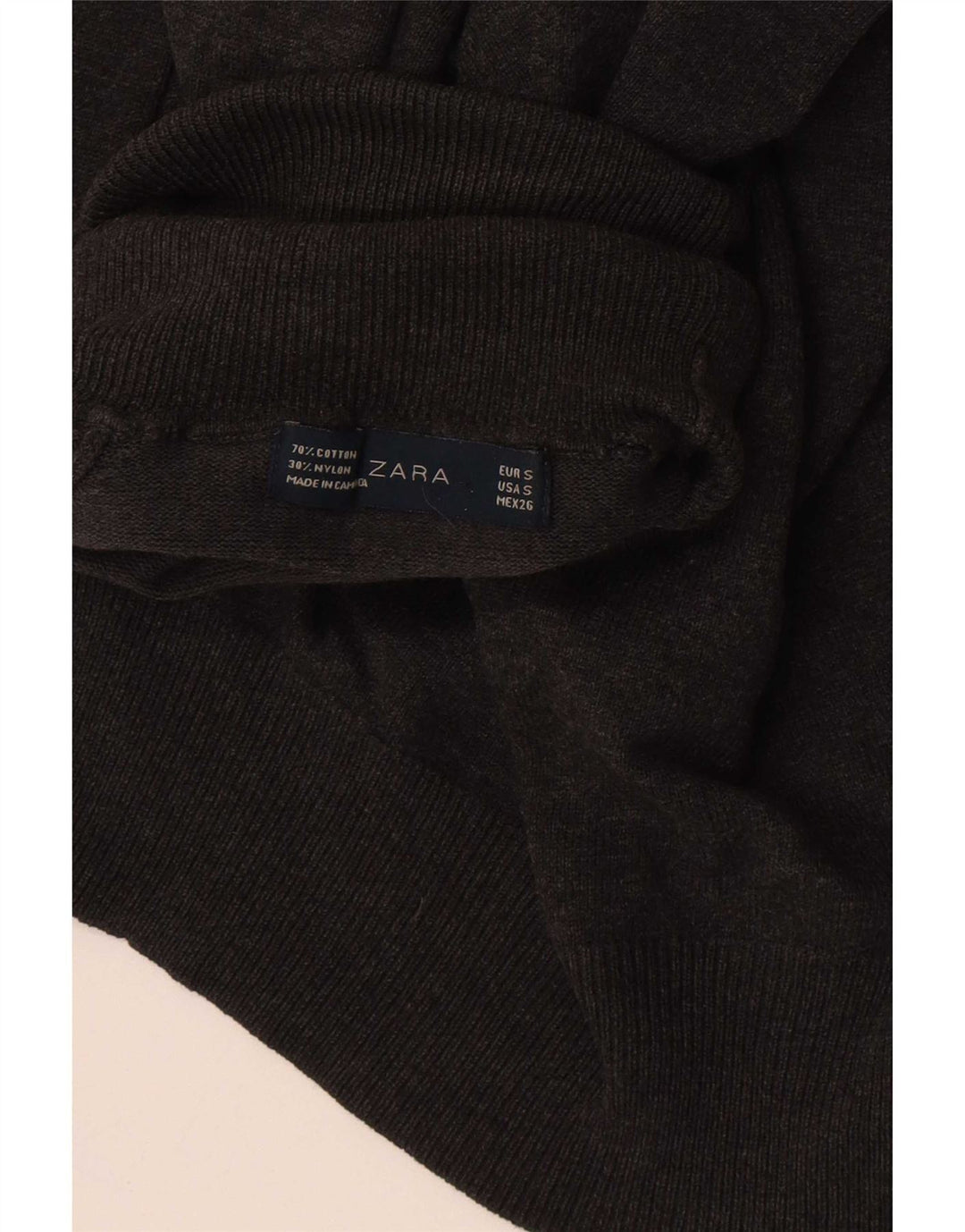 Zara Dame Rullehals Sweater UK 10 Lille Grå Bomuld