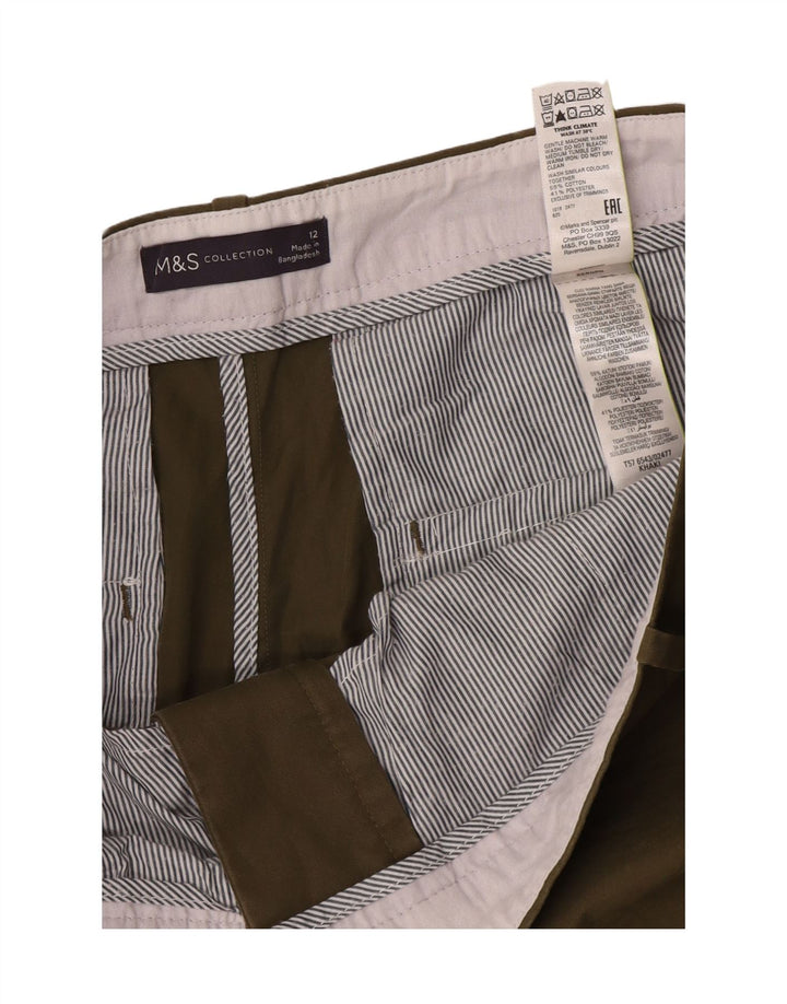 Marks & Spencer Dame Slim Capri Bukser UK 12 Medium W32 L20 Khaki