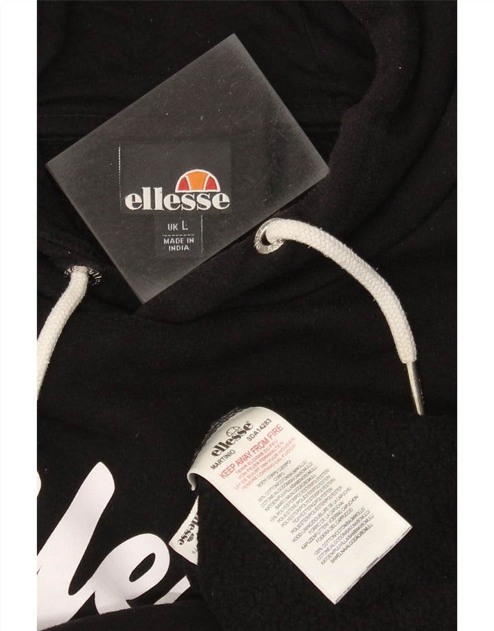 Ellesse Herre grafisk hættetrøje Jumper Stor sort bomuld