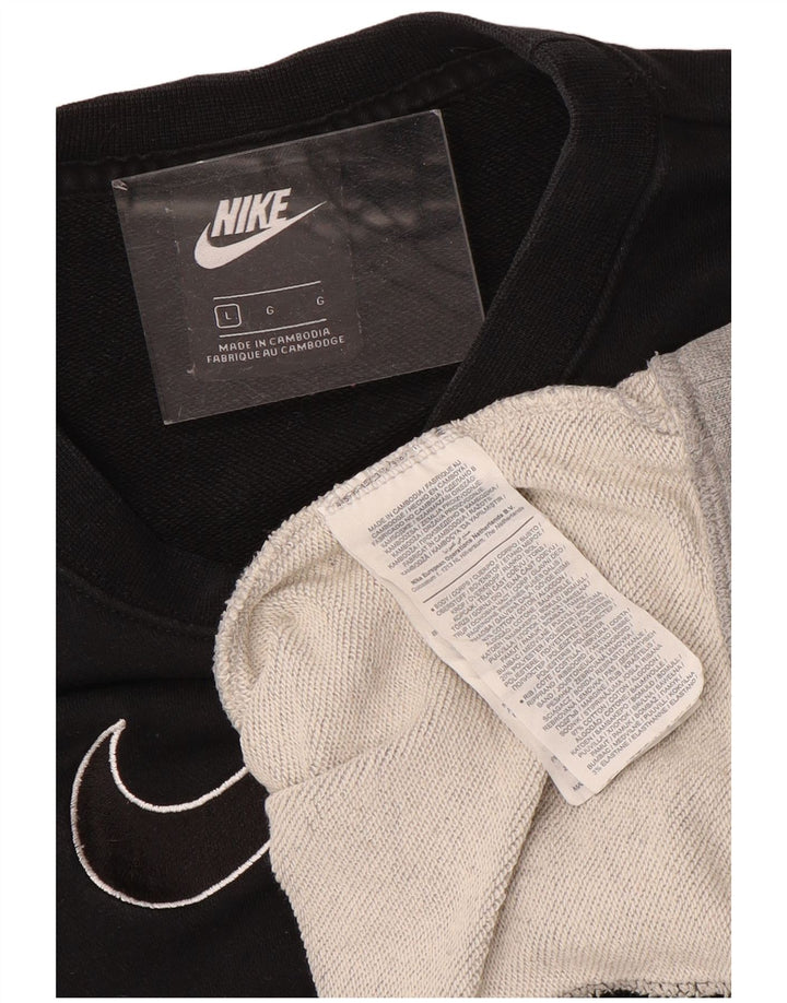 NIKE Oversized Sweatshirt Jumper UK 16 Stor sort farveblok