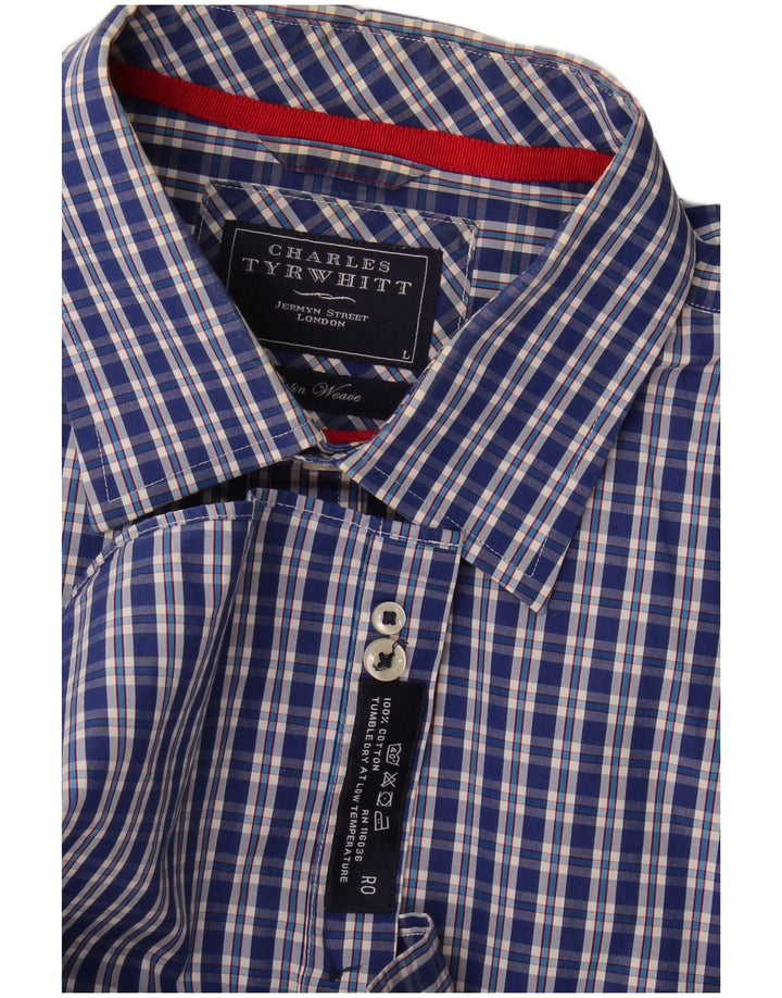 Charles Tyrwhitt Herreskjorte Stor blå ternet bomuld