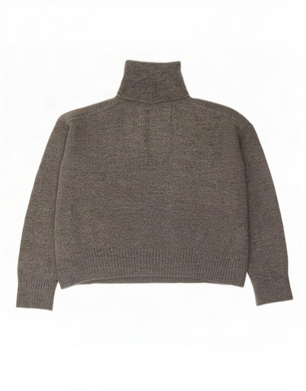 Zara Dame Oversized Roll Neck Jumper Sweater UK 14 Medium Grå Akryl