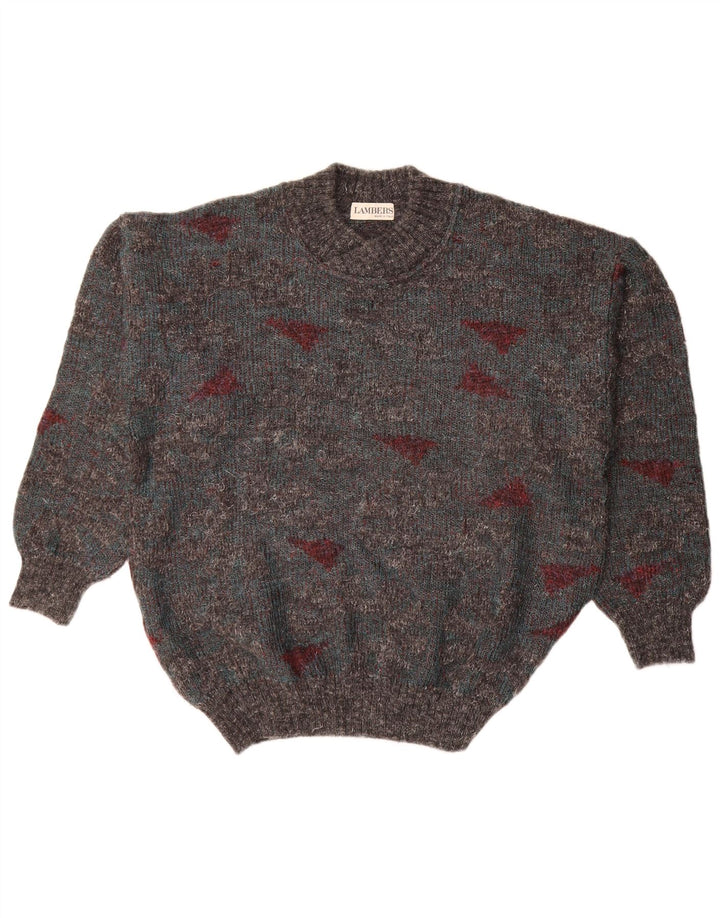 Lambers Dame Turtle Neck Jumper Sweater UK 20 2XL Grå Geometrisk