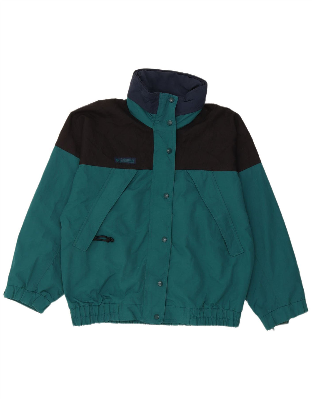 Columbia vindjakkejakke med hætte til kvinder UK 14 Medium Blue Colourblock
