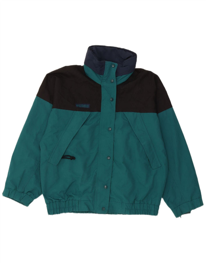 Columbia vindjakkejakke med hætte til kvinder UK 14 Medium Blue Colourblock