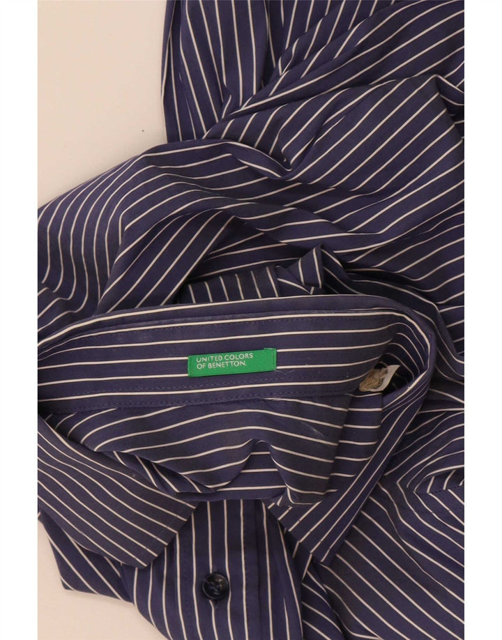 Benetton herreskjorte medium marineblå nålestribe