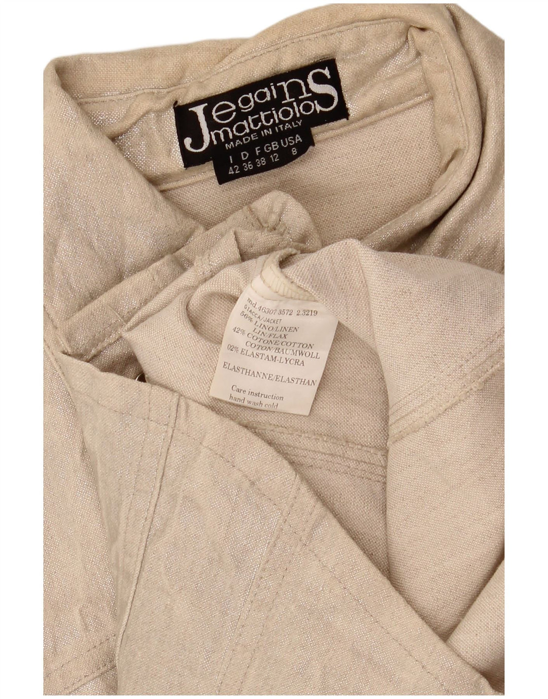 Jegains Mattiolo Womens Bomber Jacket UK 12 Medium Beige Linen