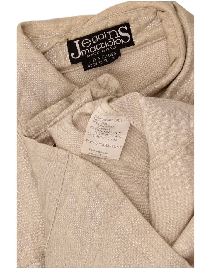 Jegains Mattiolo Womens Bomber Jacket UK 12 Medium Beige Linen