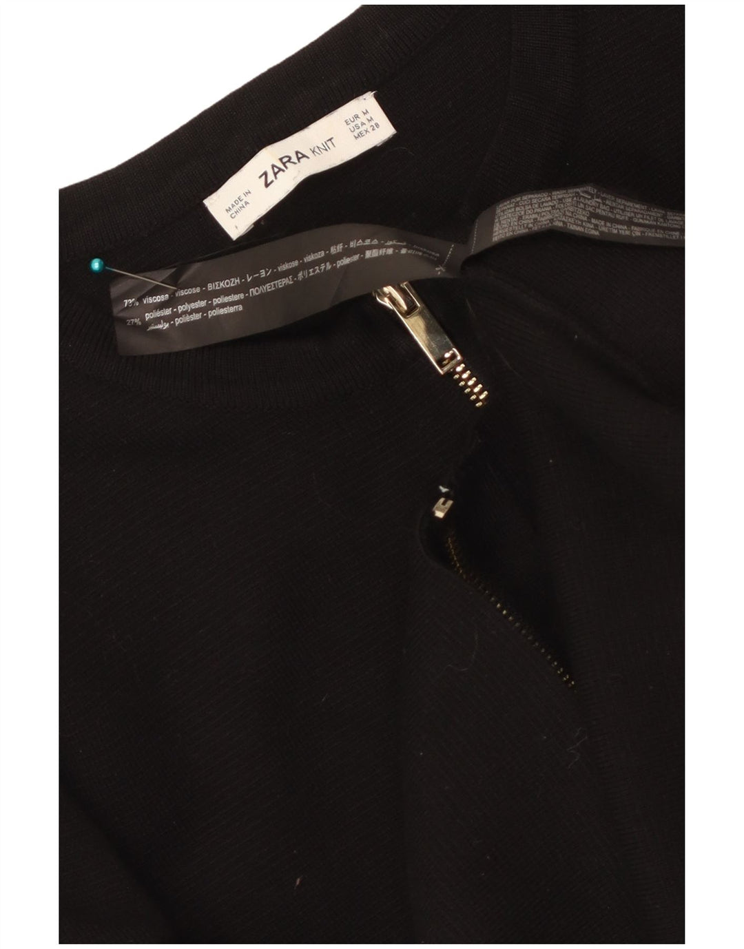 Zara Womens Crop Cardigan Sweater UK 12 Medium Black Viscose