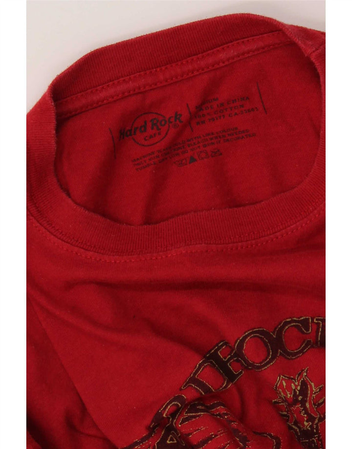 Hard Rock Cafe Herre Athens Grafisk T-Shirt Top Medium Rød Bomuld