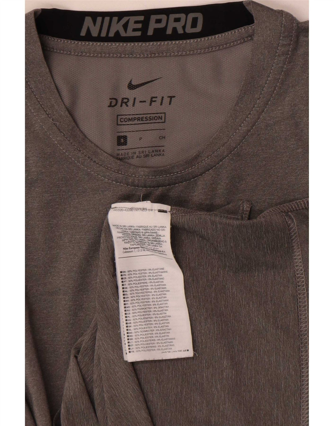 Nike Dame Dri Fit Top Langærmet UK 10 Small Grey Colourblock Polyester