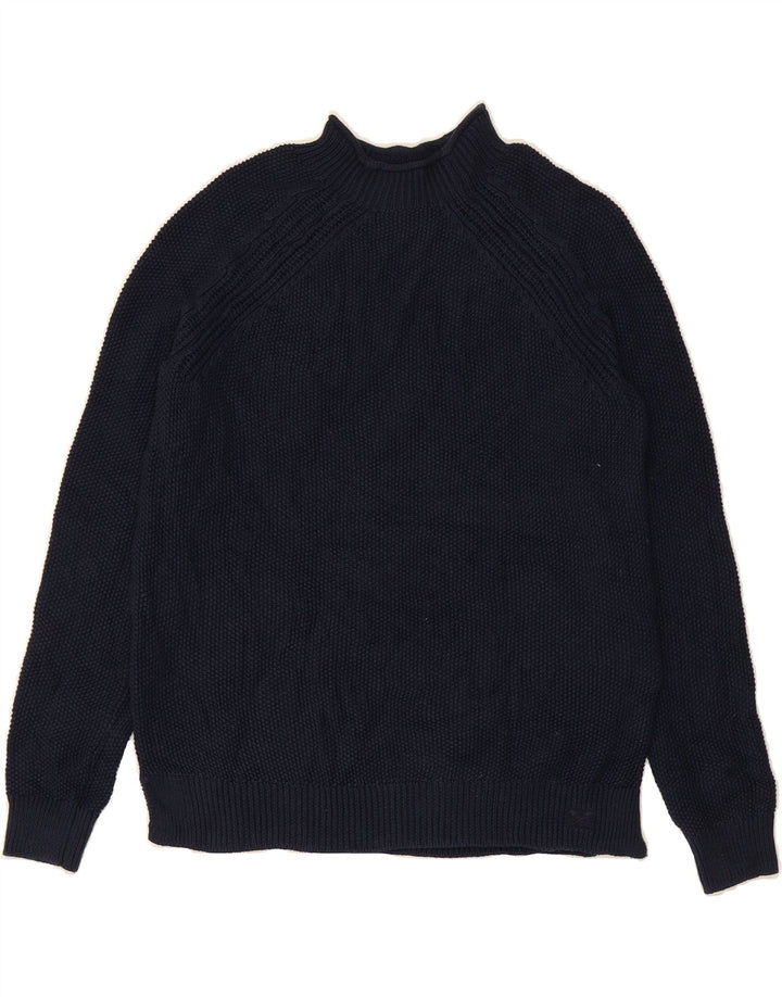 CREW CLOTHING Womens Turtle Neck Jumper Sweater US 8 Medium Navy Blue Vintage Crew Clothing and Second-Hand Crew Clothing from Messina Hembry 