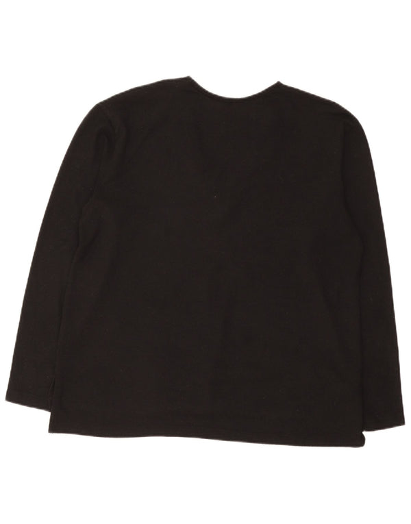 Zara Dame Top Langærmet UK 14 Medium Sort Plettet Polyester