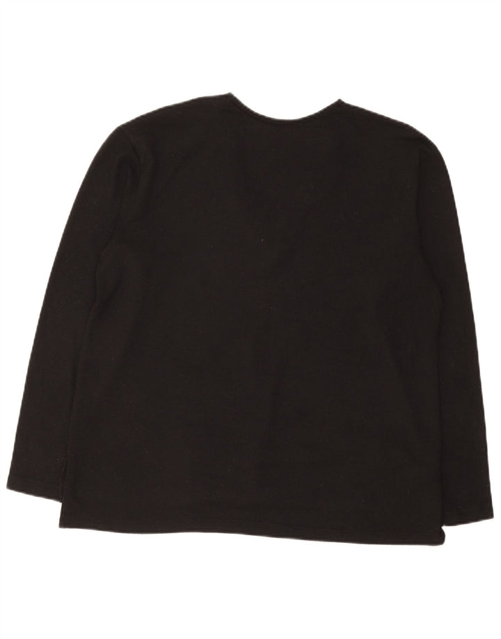 Zara Dame Top Langærmet UK 14 Medium Sort Plettet Polyester
