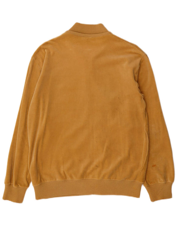 Vintage Herre Velvet Træningsdragt Topjakke IT 50 Medium Gul Bomuld