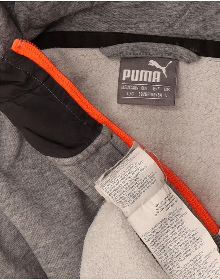 Puma Hættetrøje med lynlås til mænd Stor grå farveblok bomuld