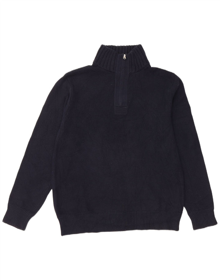 J. CREW Herre sweater med lynlåshals Stor marineblå bomuld
