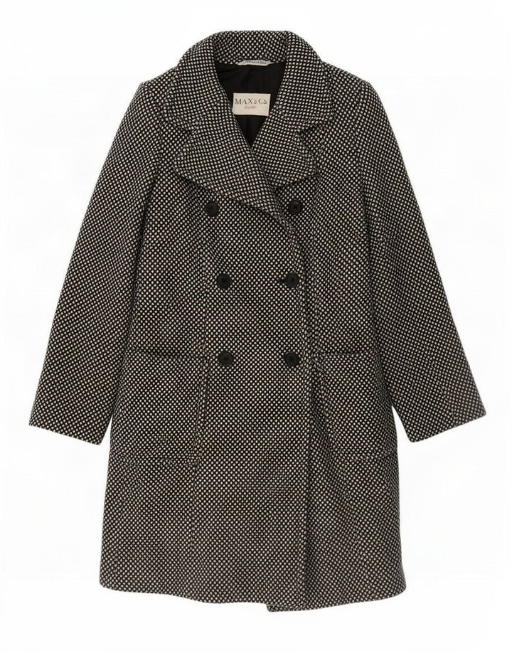 Max & Co. Dame Oversized Dobbeltradet Frakke UK 6 XS Black Spotted Cupro