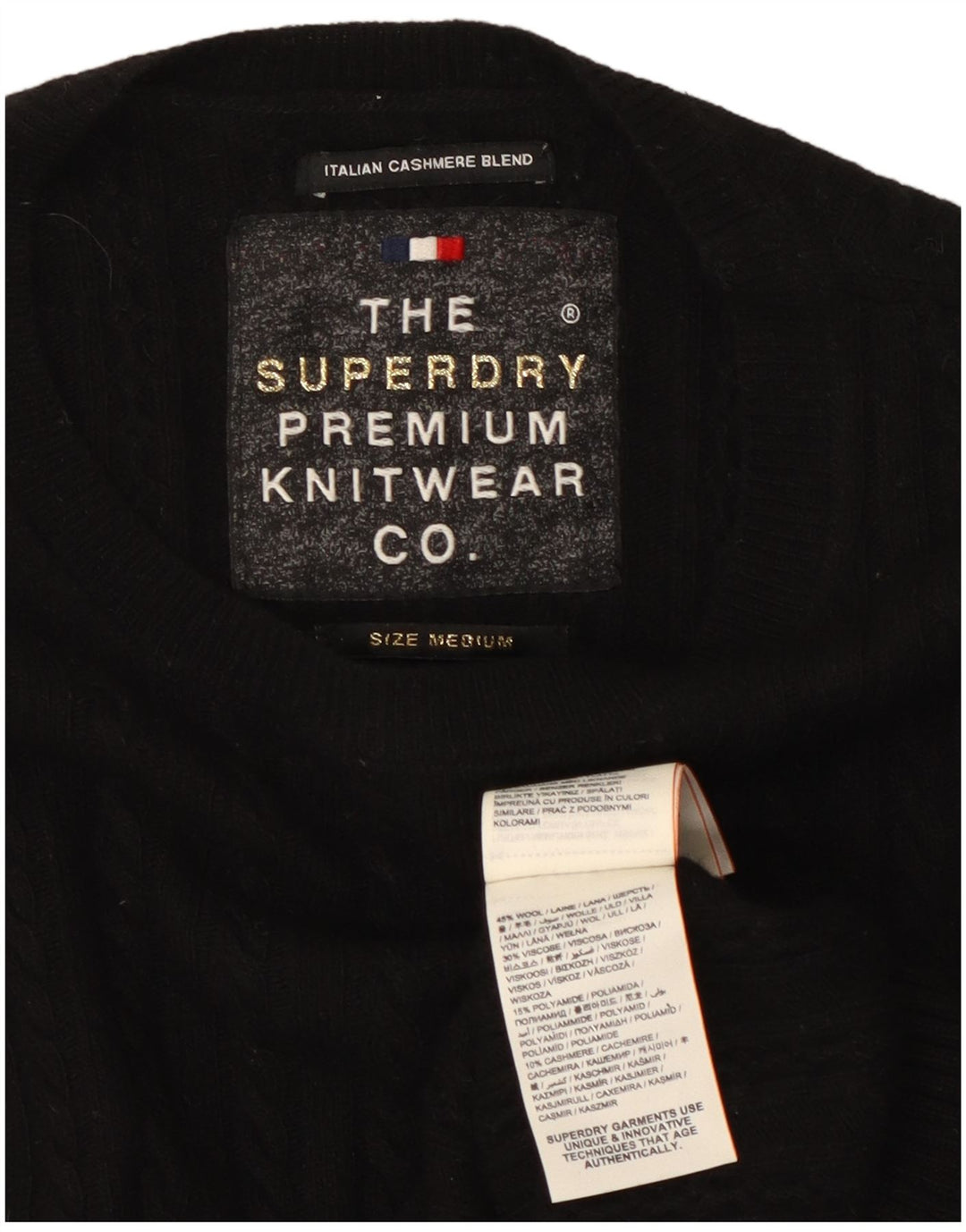 SUPERDRY Dame sweater med rund hals DK 12 Medium Sort Uld