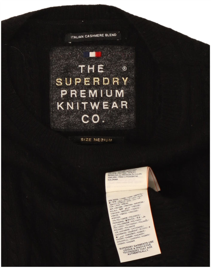 SUPERDRY Dame sweater med rund hals DK 12 Medium Sort Uld