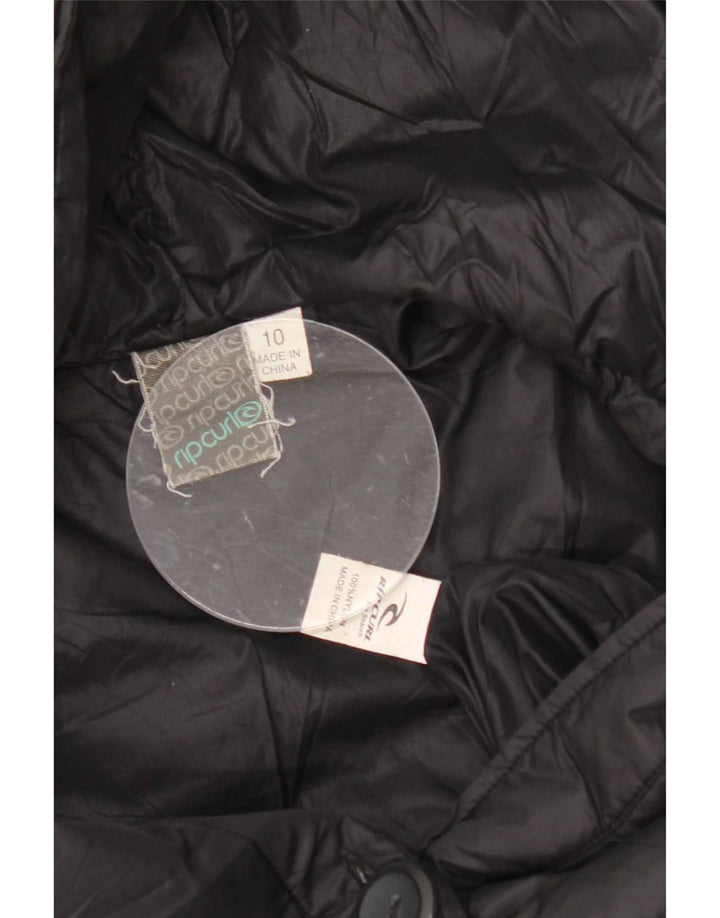 Rip Curl Dame Hætte Polstret Jakke UK 10 Lille Sort Nylon