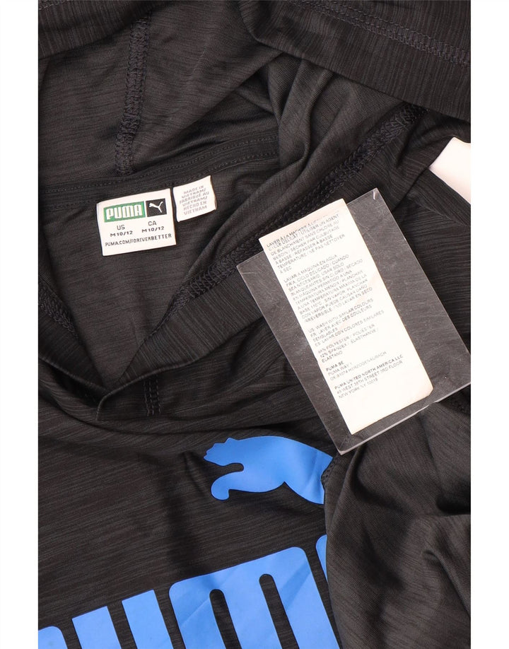 Puma drenge grafisk top langærmet hætte 10-11 år mellemgrå flækket