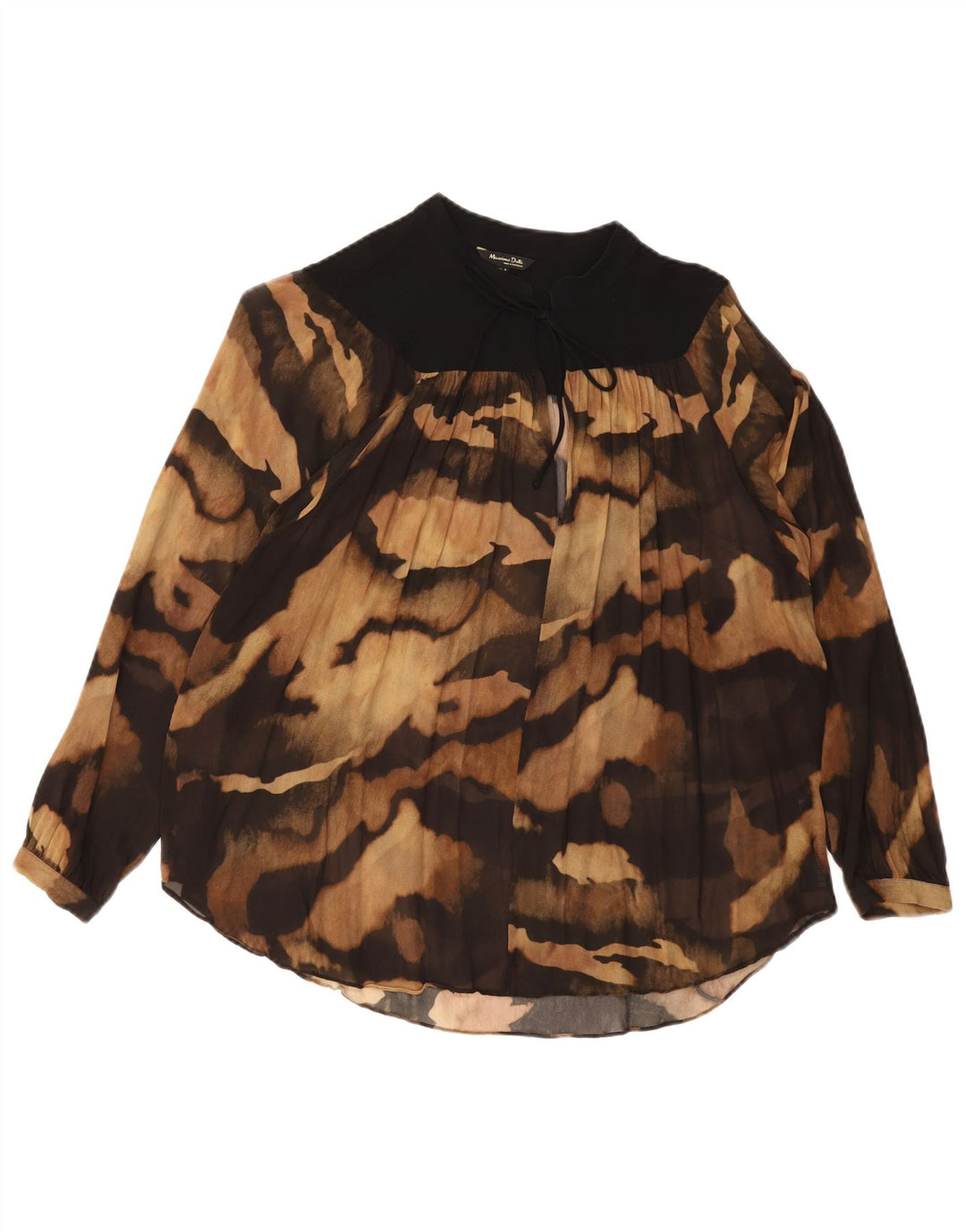 Massimo Dutti Dame Se Through Top UK 14 Medium Brown Animal Print