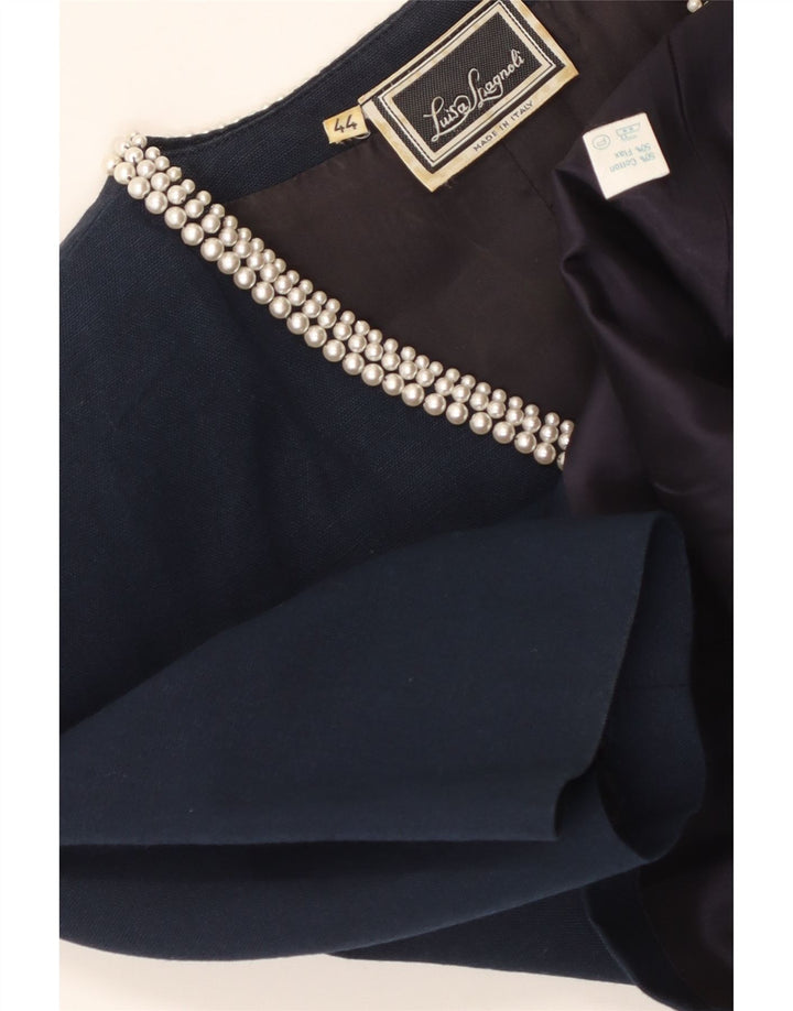 LUISA SPAGNOLI Dame 4-knaps blazerjakke IT 44 Medium Marineblå