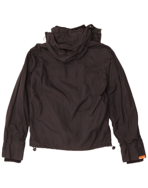 Superdry Windbreaker-jakke med hætte til mænd UK 40 Stor sort nylon