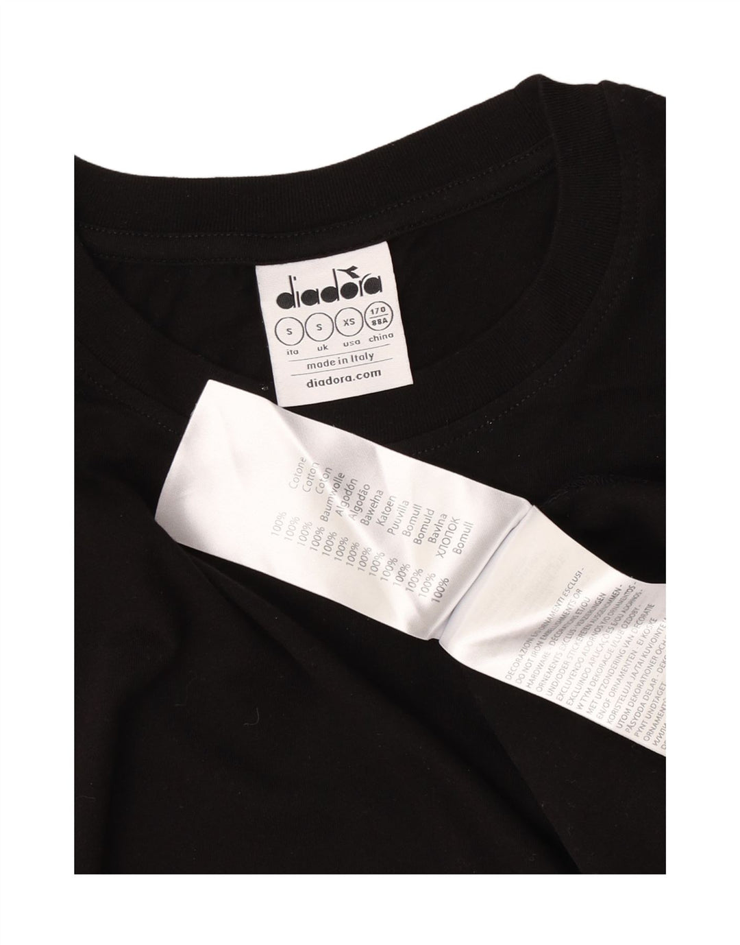 Diadora Herre grafisk T-shirt Top Lille sort bomuld