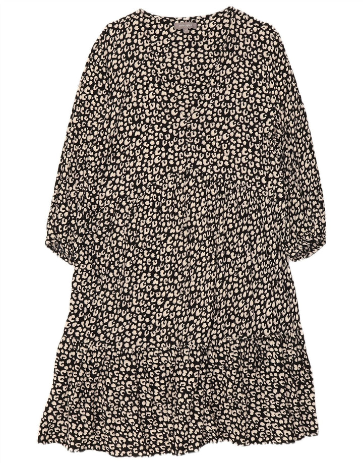 PRINCIPPER Kvinders 3/4-ærmet lagdelt kjole UK 16 Stort sort dyreprint