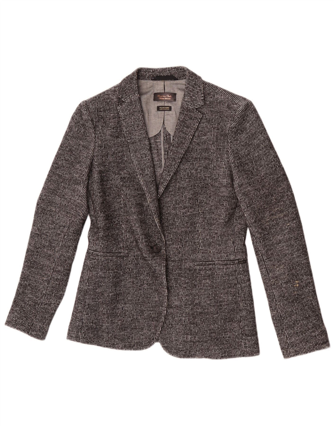 Massimo Dutti Dame 1 Knap Blazer Jakke EU 40 Medium Grey Houndstooth