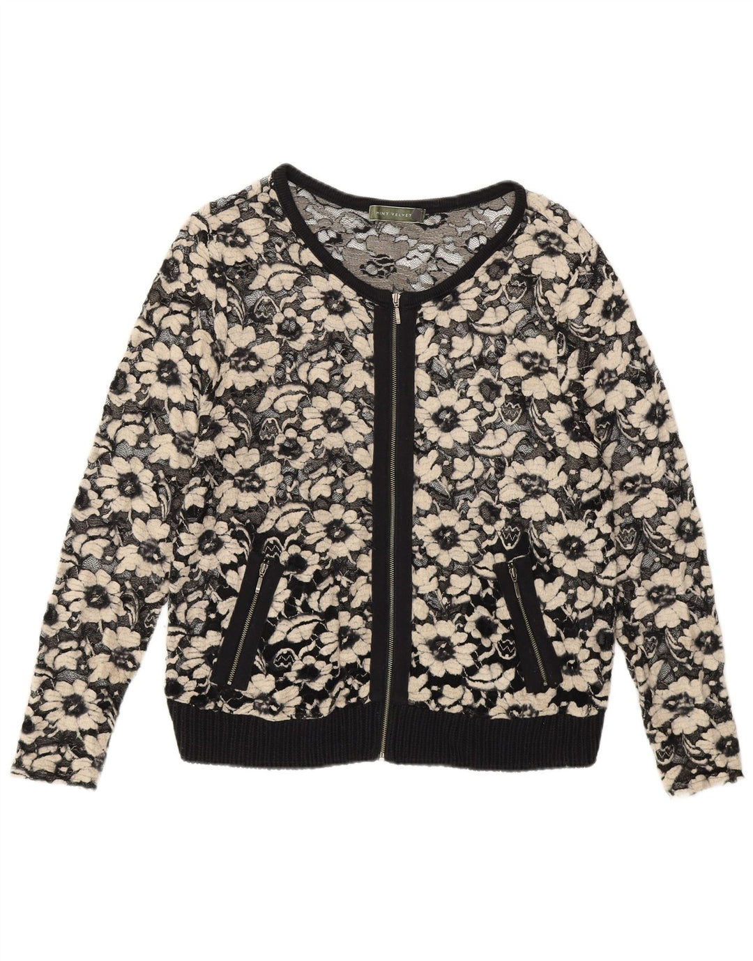 MINT FLØJEL Dame Se Through Cardigan Top UK 14 Medium Sort Viscose