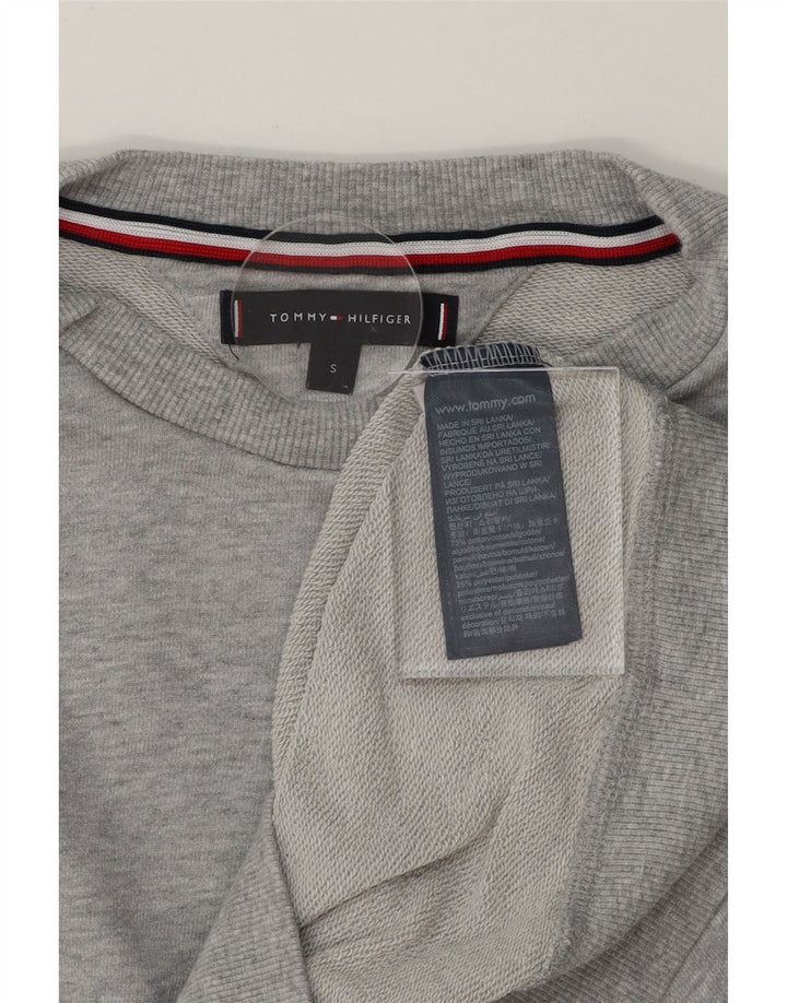 TOMMY HILFIGER Mens Graphic Sweatshirt Jumper Small Grey Cotton Vintage Tommy Hilfiger and Second-Hand Tommy Hilfiger from Messina Hembry 