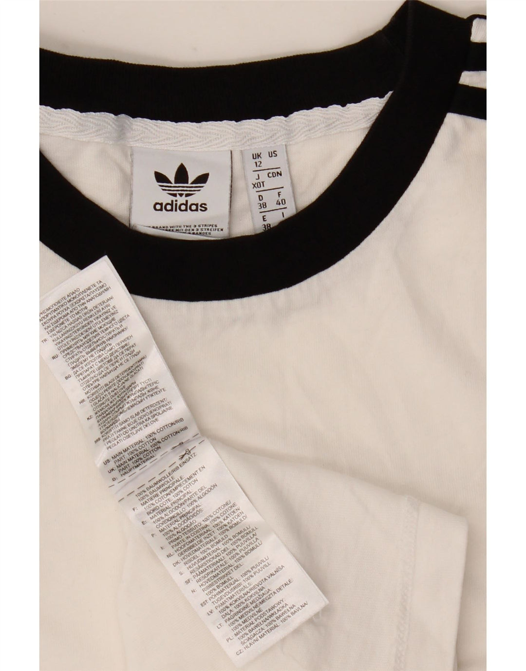 Adidas Dame T-Shirt Top UK 12 Medium Hvid Bomuld