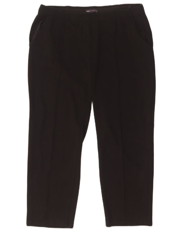 Marks & Spencer Dame Straight Cropped Trousers UK 14 Large W33 L25 Black