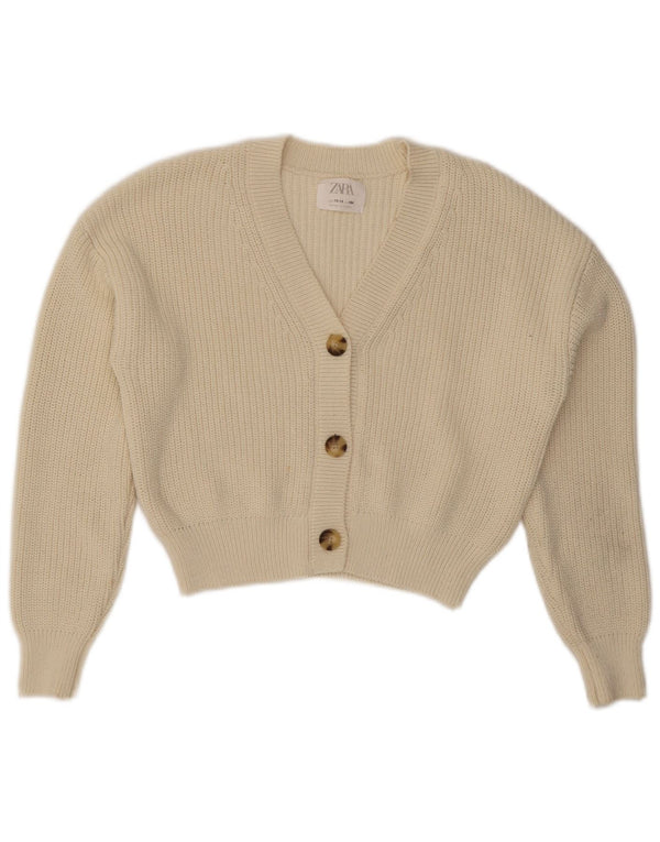 Zara Girls Crop Cardigan Sweater 13-14 År Hvid