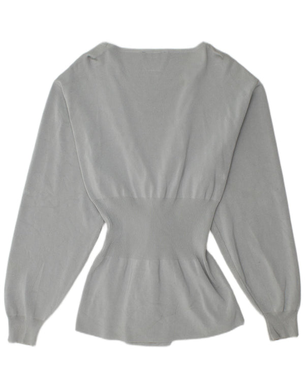 Zara Dame Boat Neck Jumper Sweater UK 10 Small Grey Viscose