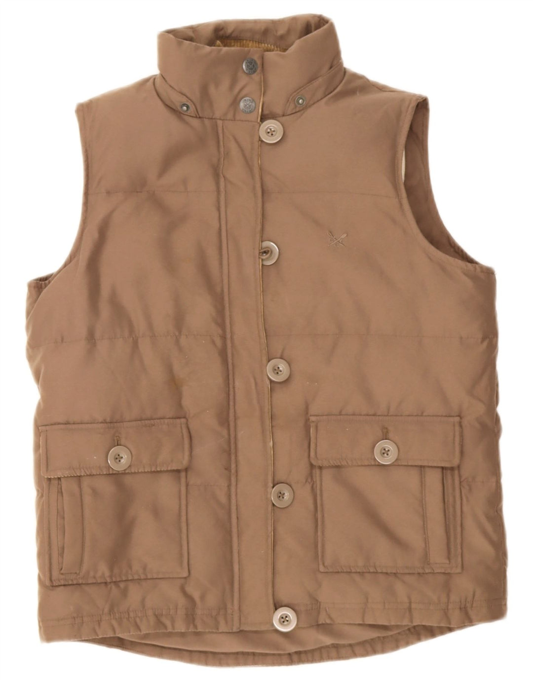 Crew Clothing Dame Polstret Gilet UK 8 Small Brown Polyester