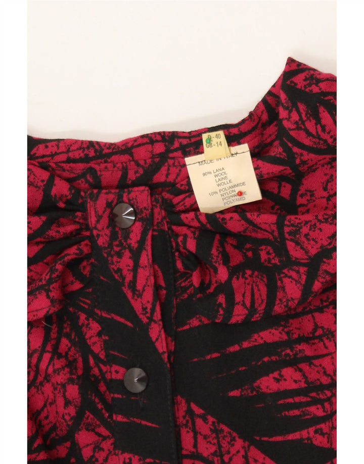 VINTAGE Womens Abstract Pattern Long Sleeve Basic Dress UK 14 Medium Red Vintage Vintage and Second-Hand Vintage from Messina Hembry 