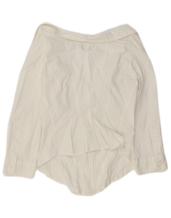 Armani Jeans Dame 3/4 ærmet Crop Shirt IT 42 Medium White Bomuld