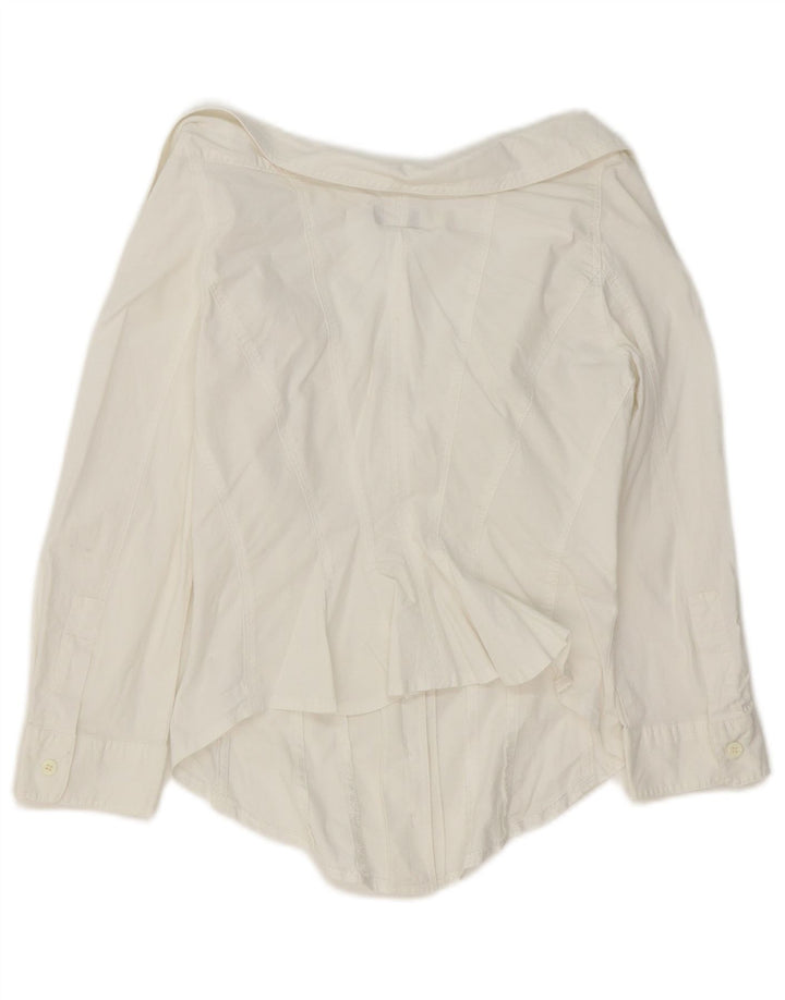 Armani Jeans Dame 3/4 ærmet Crop Shirt IT 42 Medium White Bomuld