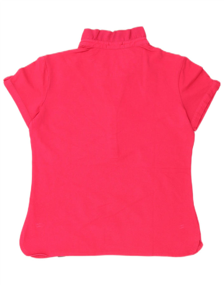 GEOX Womens Regular Fit Polo Shirt UK 12 Medium Pink Bomuld