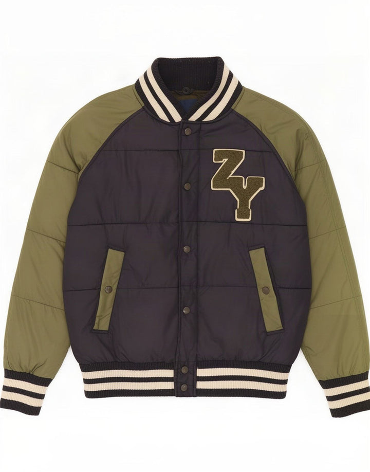 Zara Grafisk polstret jakke til drenge 13-14 år Medium Navy Blue Colourblock