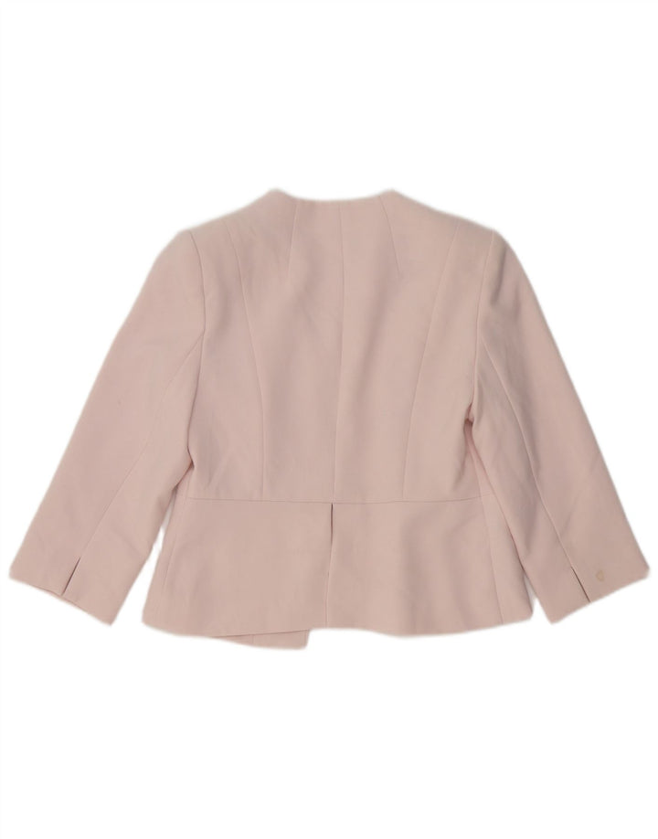 Coast Dame 3/4 ærmet åben blazerjakke UK 10 Small Pink Polyester