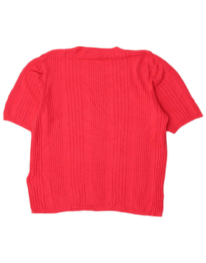 Marks & Spencer Dame Crop Crew Neck Jumper Sweater UK 14 Medium Pink