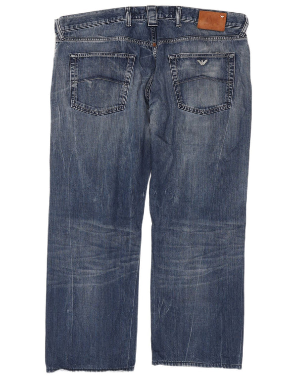 Armani Straight Jeans til mænd W40 L29 Blå Bomuld